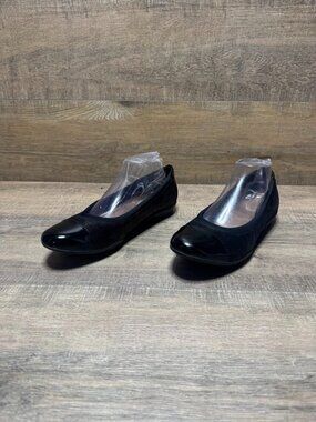 Clarks Unstructured Neenah Black Leather Garden Flat Shoes Women's Size 10